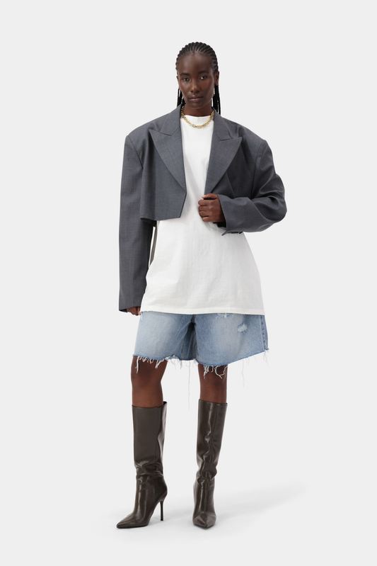 Aura Cropped Blazer - Grey
