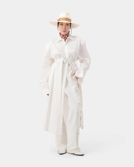 Aura Belted Shirt - White
