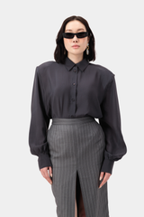 Aura Satin Shirt - Grey