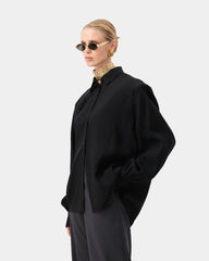 Aura Satin Shirt - Black