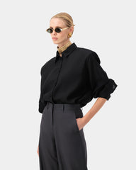 Aura Satin Shirt - Black