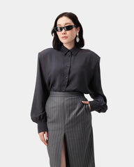Aura Satin Shirt - Grey