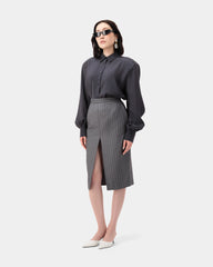 Aura Satin Shirt - Grey