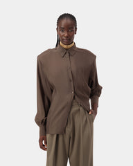Aura Satin Shirt - Khaki