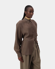 Aura Satin Shirt - Khaki
