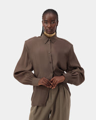 Aura Satin Shirt - Khaki
