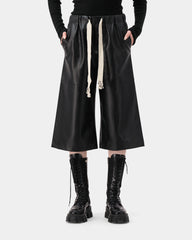 Bound Culottes Trousers - Black