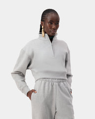 Contour Cropped Zip Sweatshirt - Grey