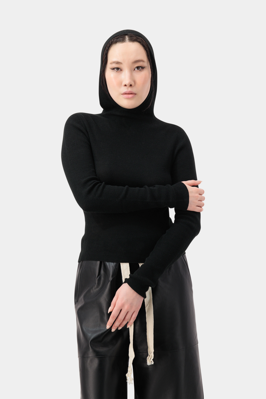 Contour Knit Hoodie - Black