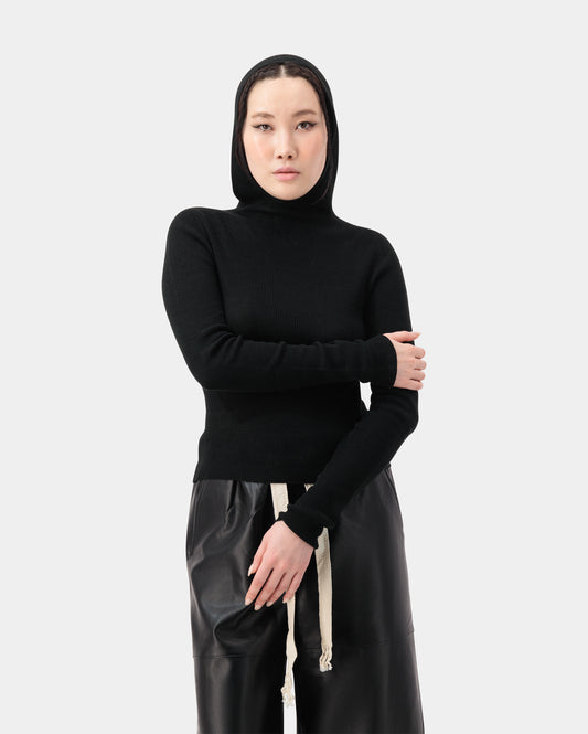 Contour Knit Hoodie - Black