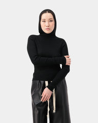 Contour Knit Hoodie - Black