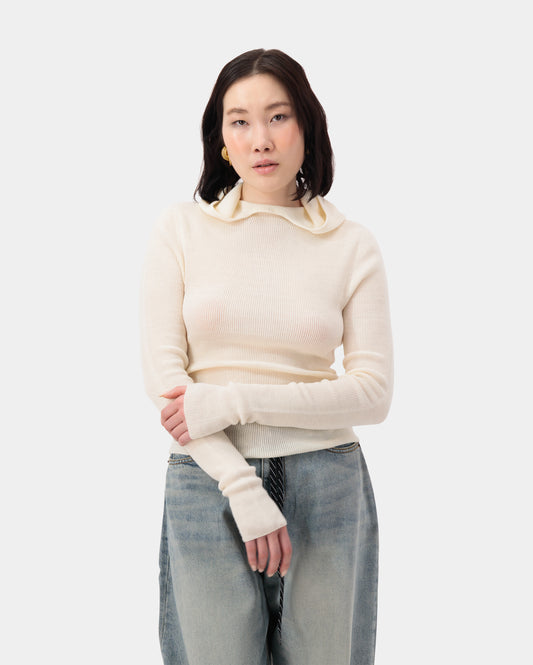 Contour Knit Hoodie - Cream