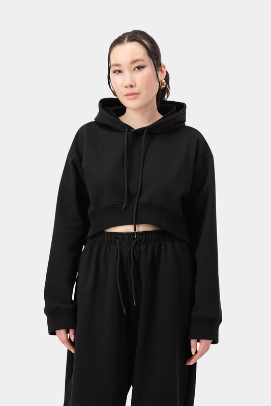 Curve Crop Hoodie - Black
