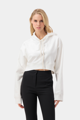 Curve Crop Hoodie - Cream
