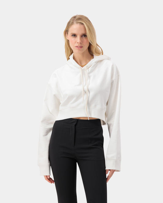 Curve Crop Hoodie - Cream