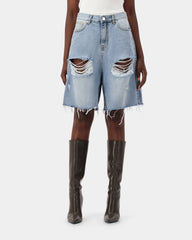 Distress Bermuda Jorts - Light Blue