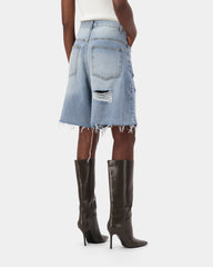 Distress Bermuda Jorts - Light Blue