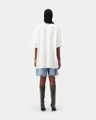 Distress Mock Neck Tee - White