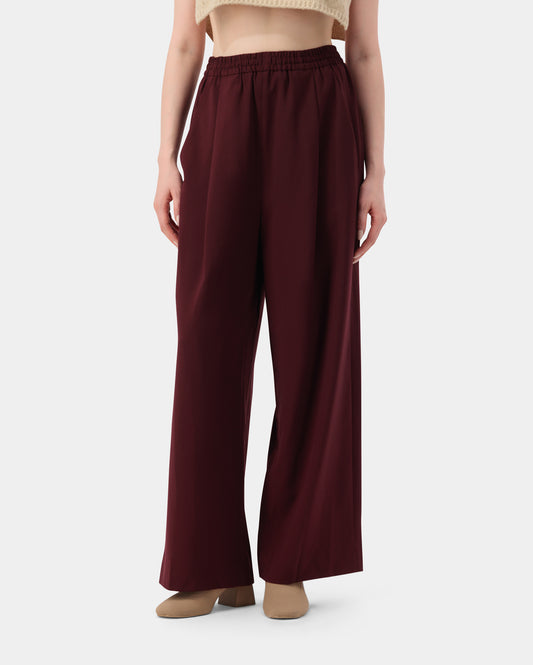 Echo Wide Leg Trousers - Burgundy
