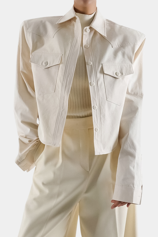 Heritage Padded Crop Jacket - Cream