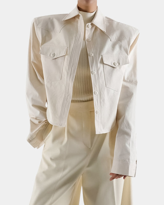 Heritage Padded Crop Jacket - Cream