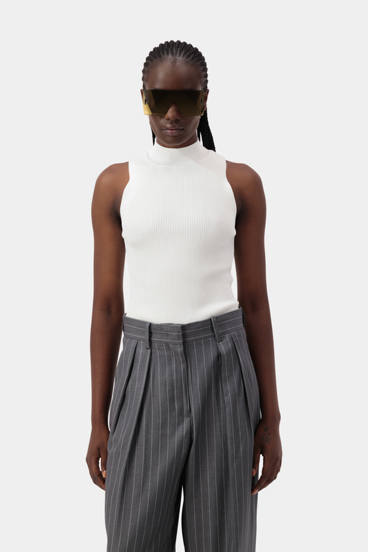 Pulse Ribbed Top - White