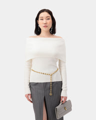 Shoulder Knit Top - Beige