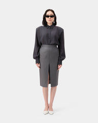 Stride Skirt - Grey Pin Stripe