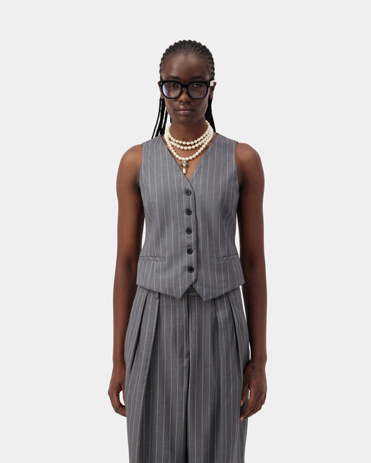 Stride Vest - Grey Pin Stripe