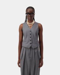 Stride Vest - Grey Pin Stripe