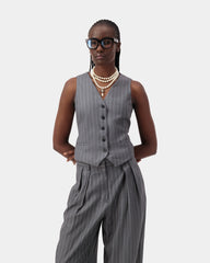 Stride Vest - Grey Pin Stripe