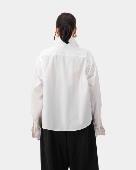 Aura Collar Button Down Shirt - White