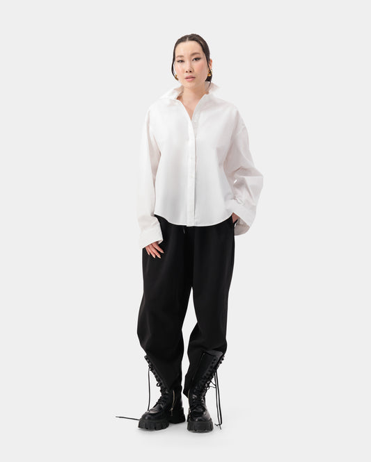 Aura Collar Button Down Shirt - White