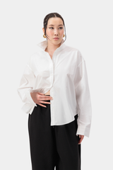 Aura Collar Button Down Shirt - White