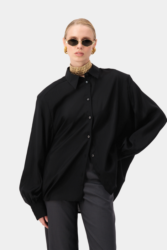 Aura Satin Shirt - Black