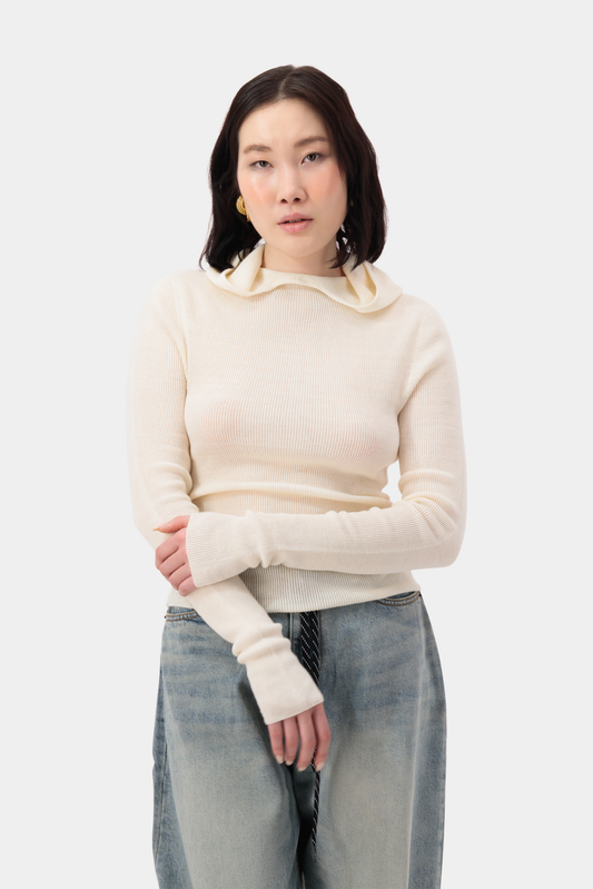 Contour Knit Hoodie - Cream