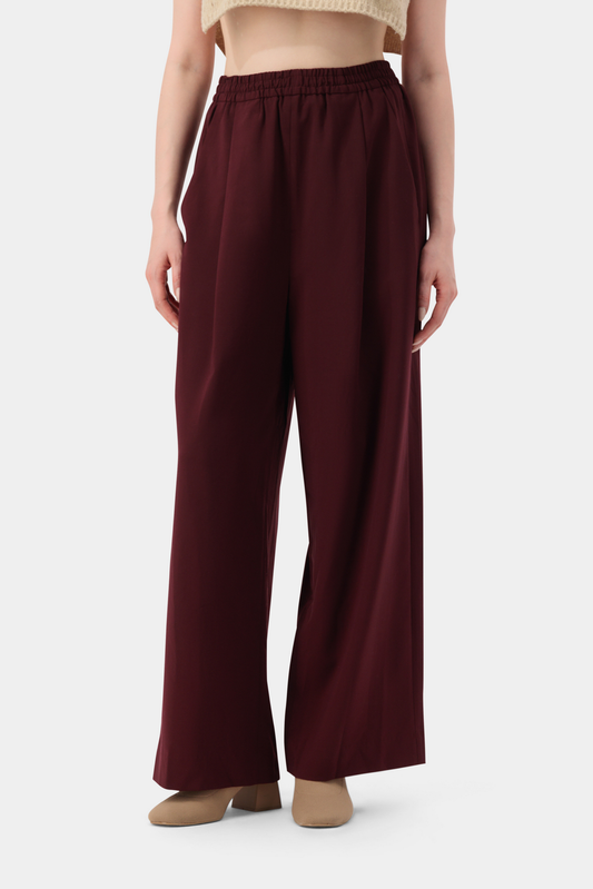 Echo Wide Leg Trousers - Burgundy