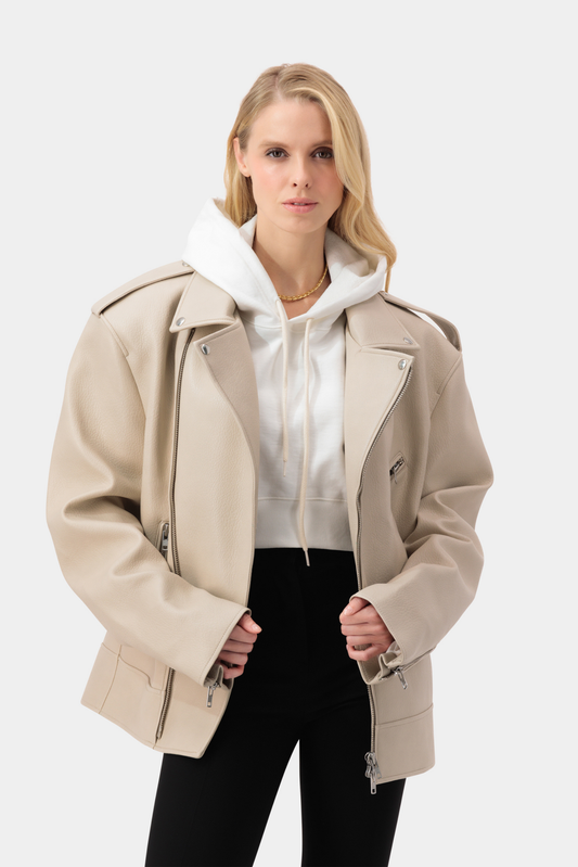 Edge Biker Jacket - Cream
