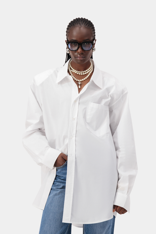 Frame Button Down Shirt - White