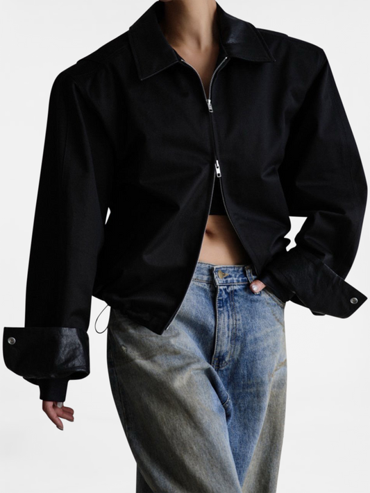 Contrast Collar Blouson