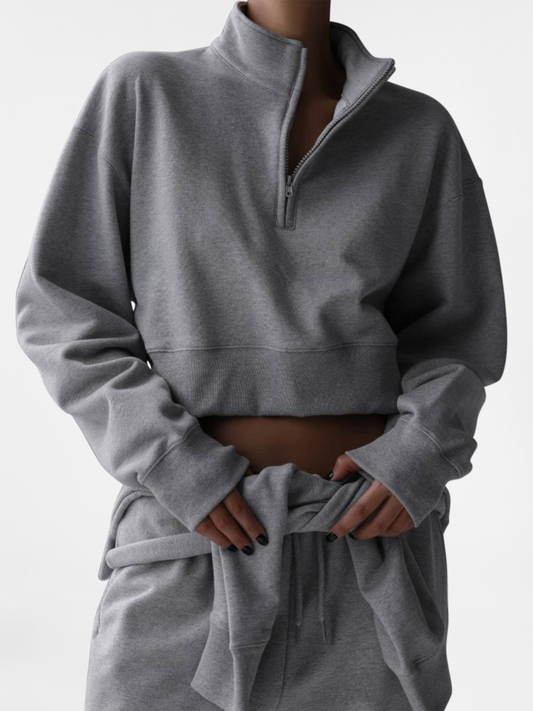 Contour Cropped Zip Sweatshirt