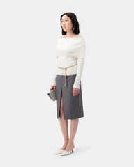 Shoulder Knit Top - Beige