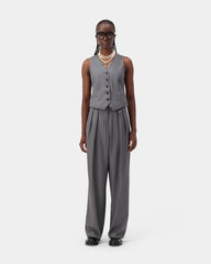 Stride Pleat Trousers - Grey Pin Stripe