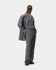 Stride Pleat Trousers - Grey Pin Stripe